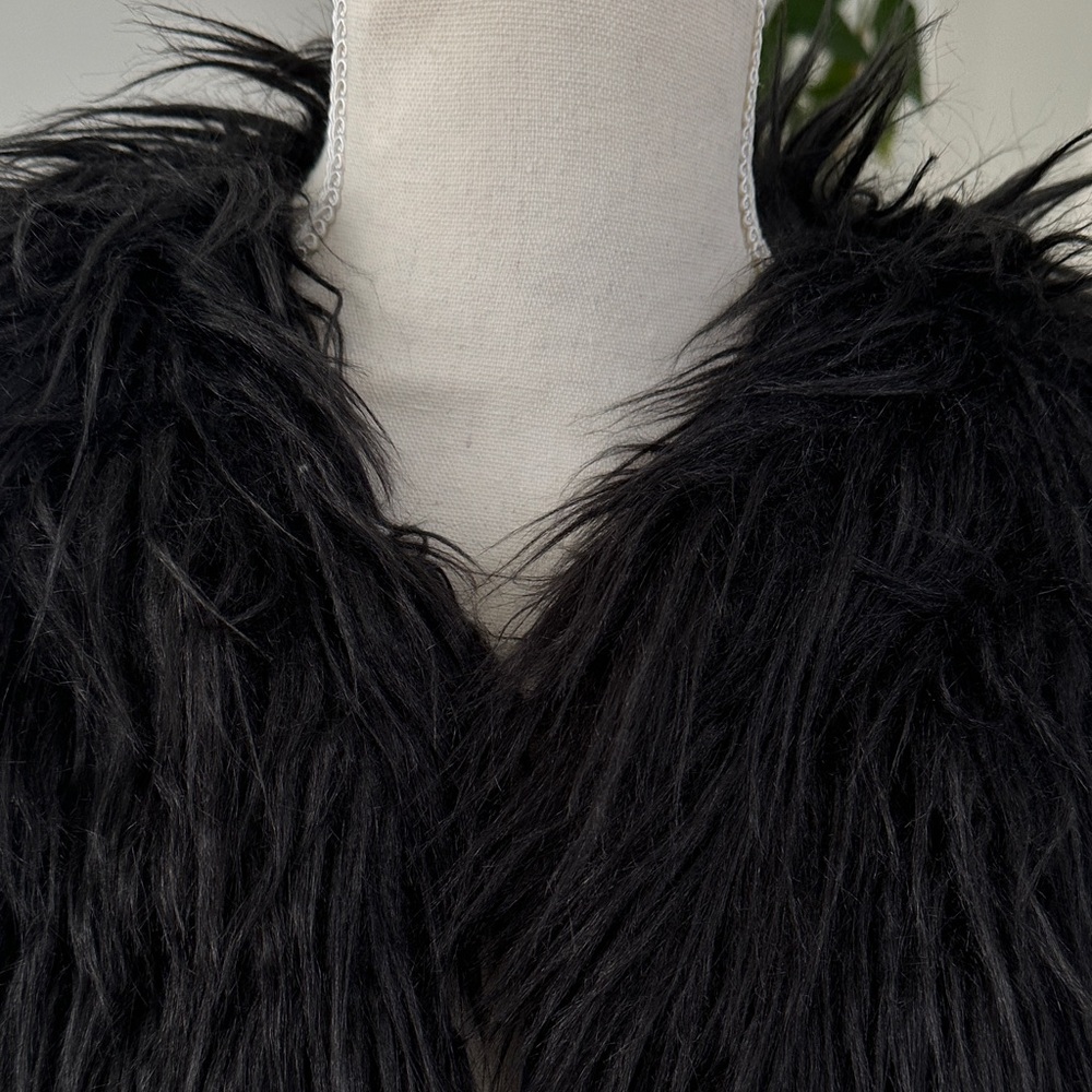 Missguided Black Faux Fur Pea Coat - Picture 3 of 8